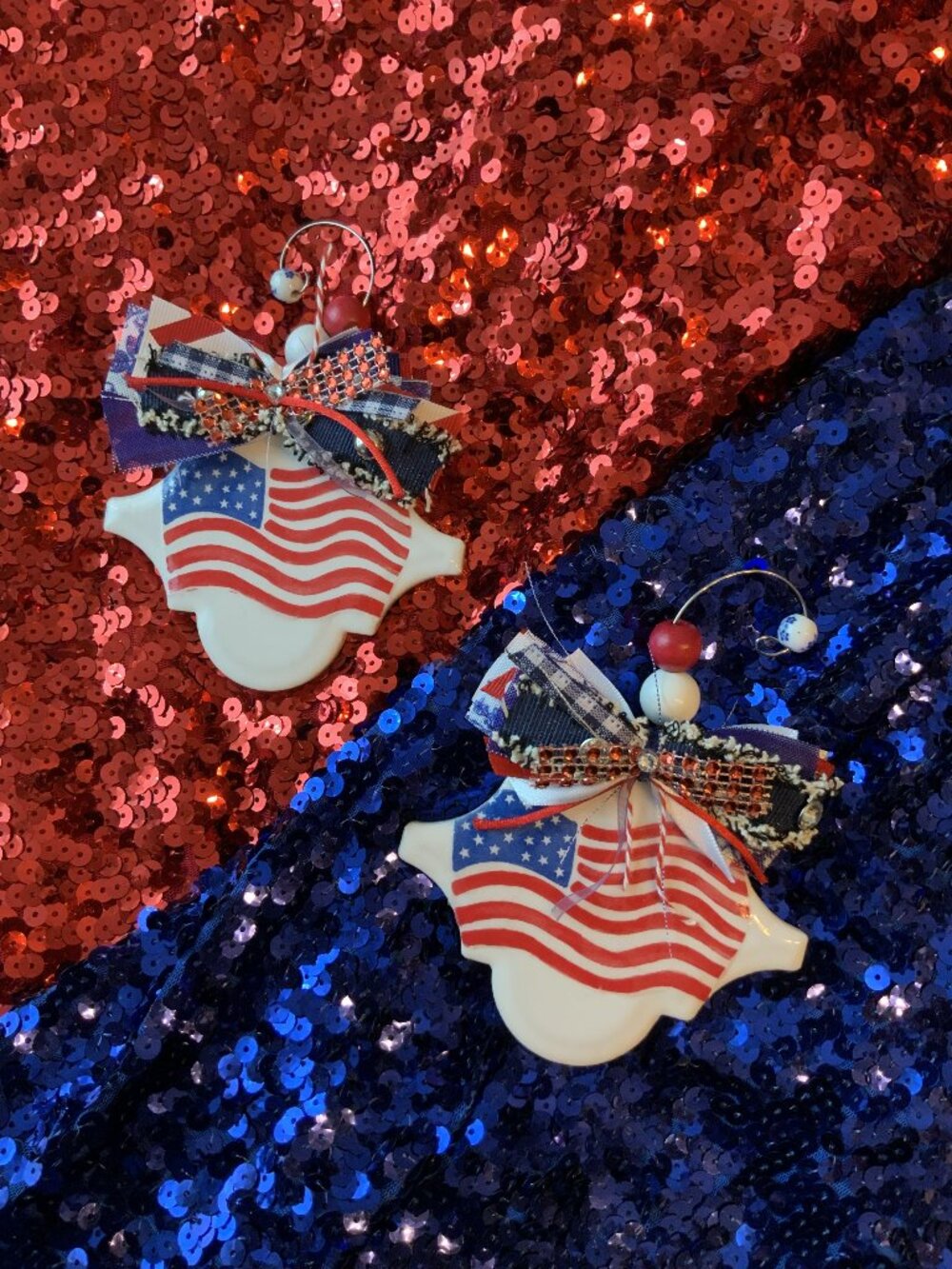 American Flag Themed Hand-made Ceramic Ornaments